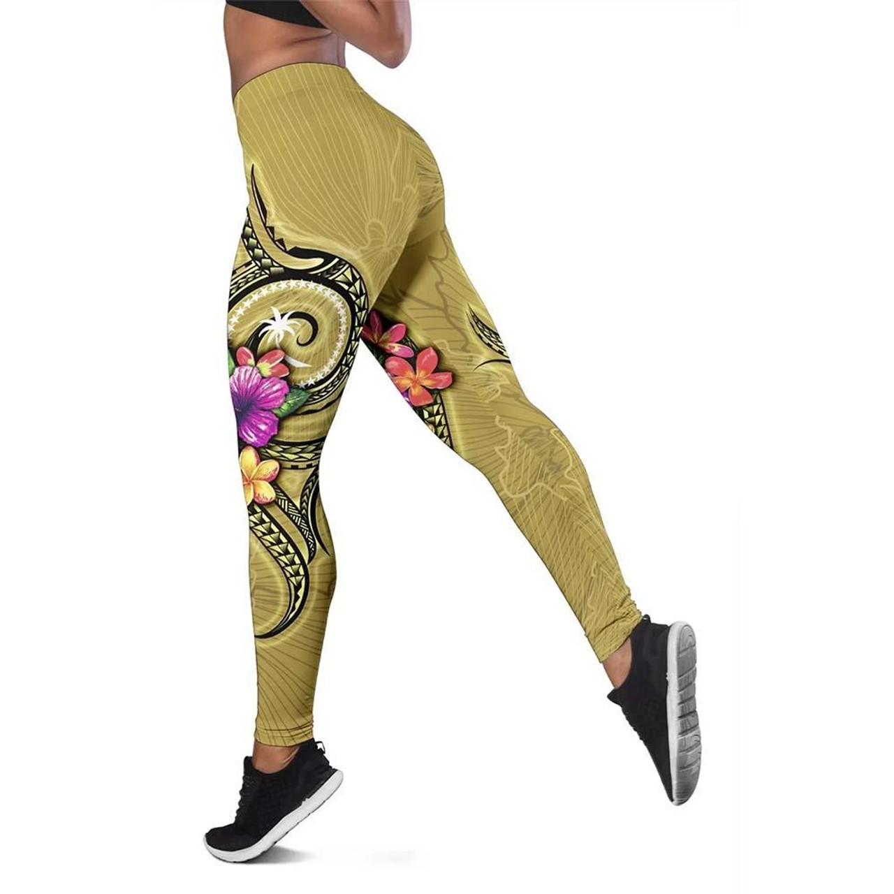 Chuuk Micronesia Legging - Floral With Seal Gold 1