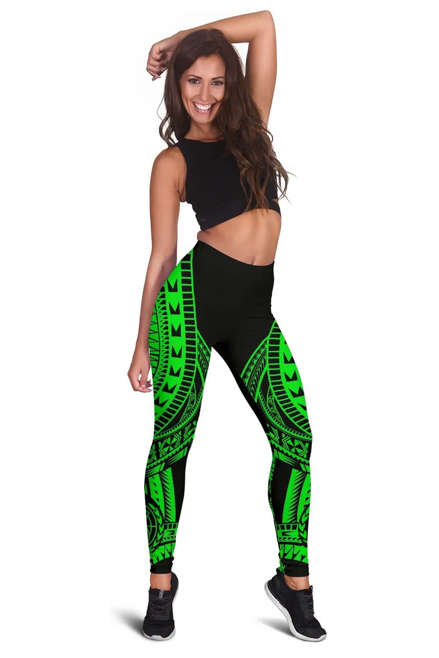 Samoa Legging Polynesian Pattern Green 2