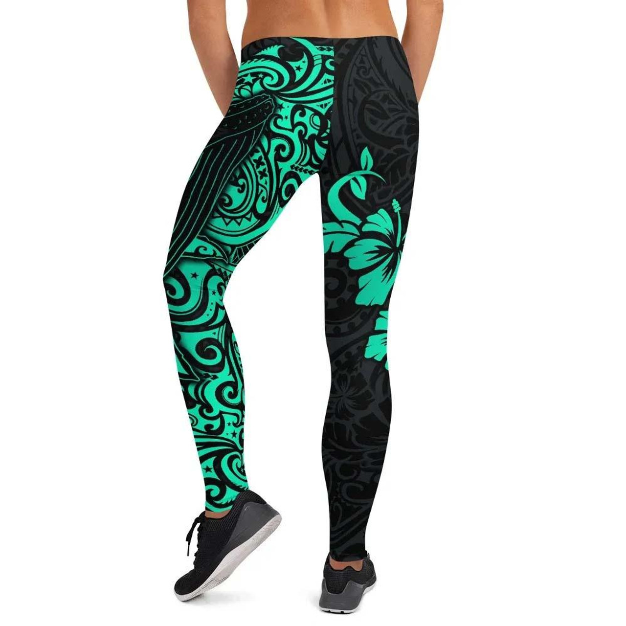 Polynesian Hawaii Legging - Polynesian Turquoise Humpback Whale 3