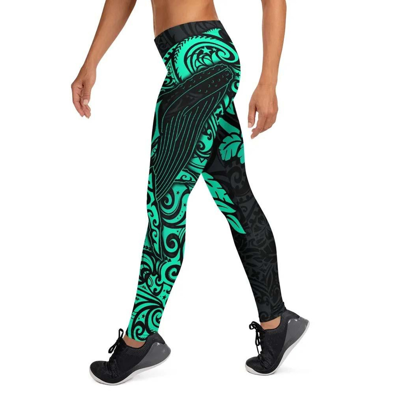 Polynesian Hawaii Legging - Polynesian Turquoise Humpback Whale 4