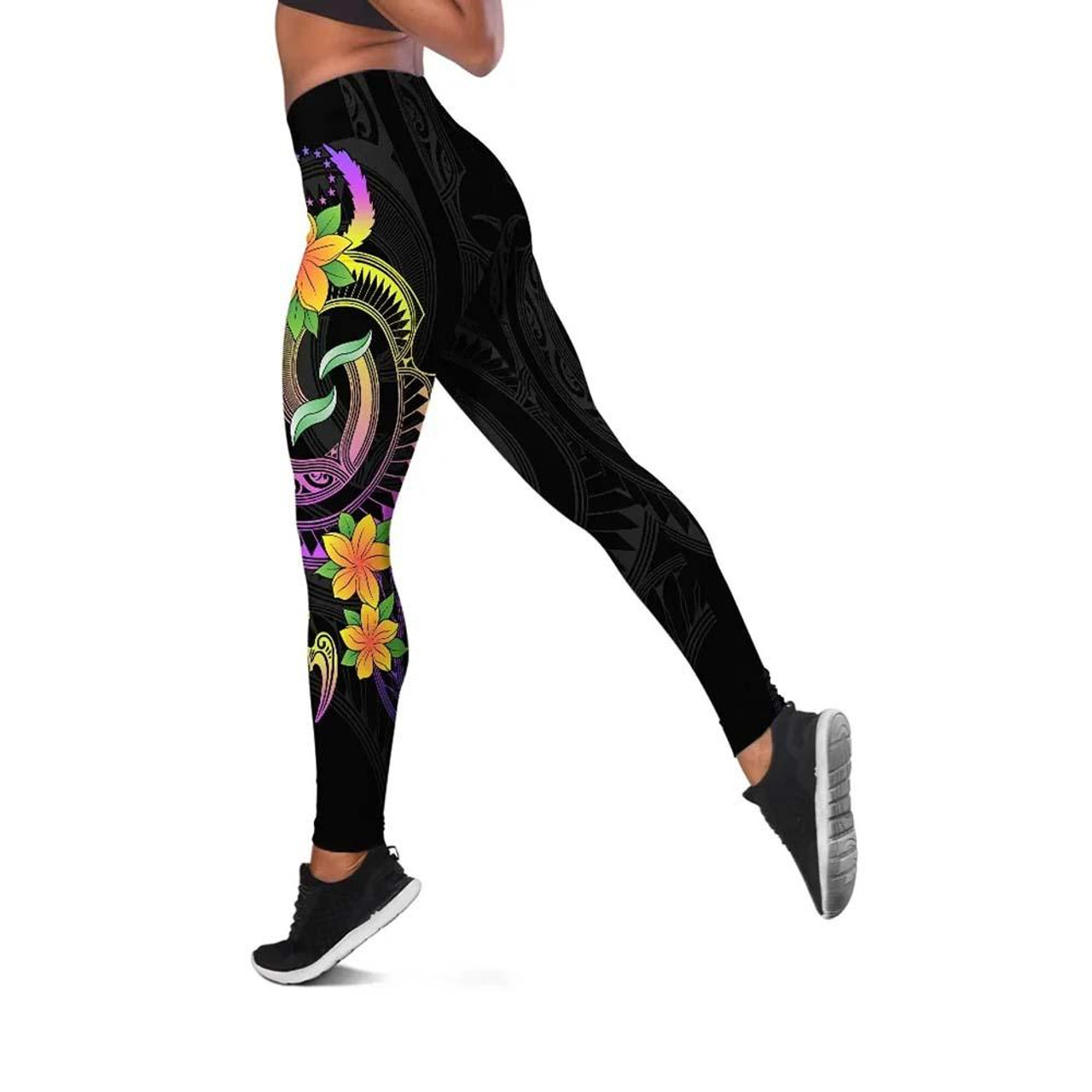 Pohnpei Legging - Plumeria Flowers with Spiral Patterns 1