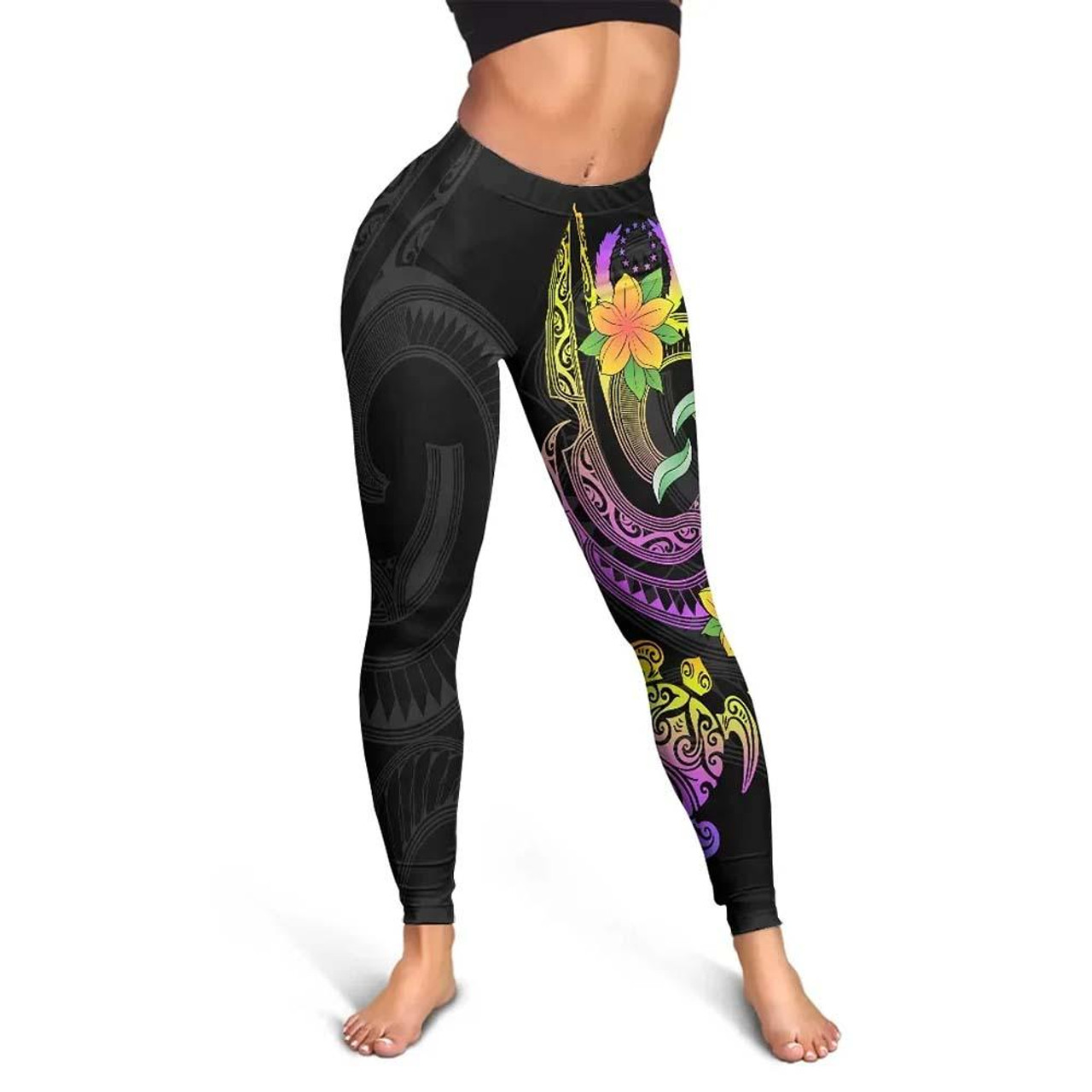 Pohnpei Legging - Plumeria Flowers with Spiral Patterns 4