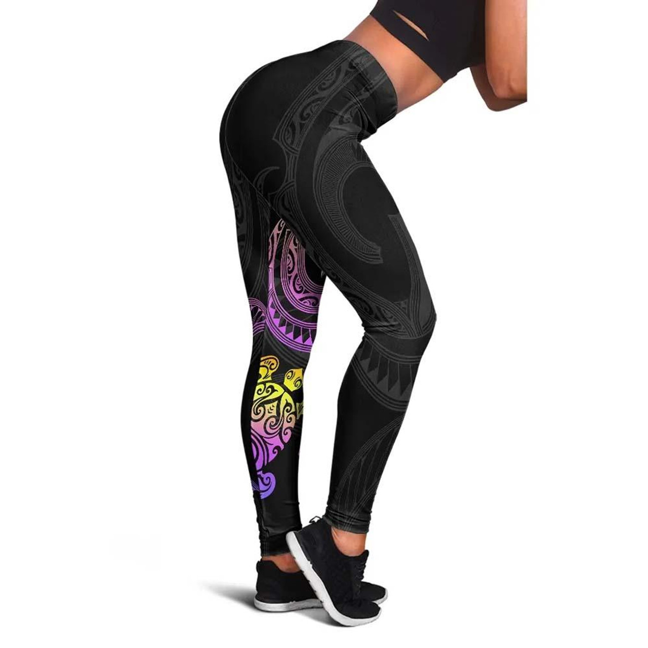 Fiji Legging - Plumeria Flowers with Spiral Patterns Crest 2