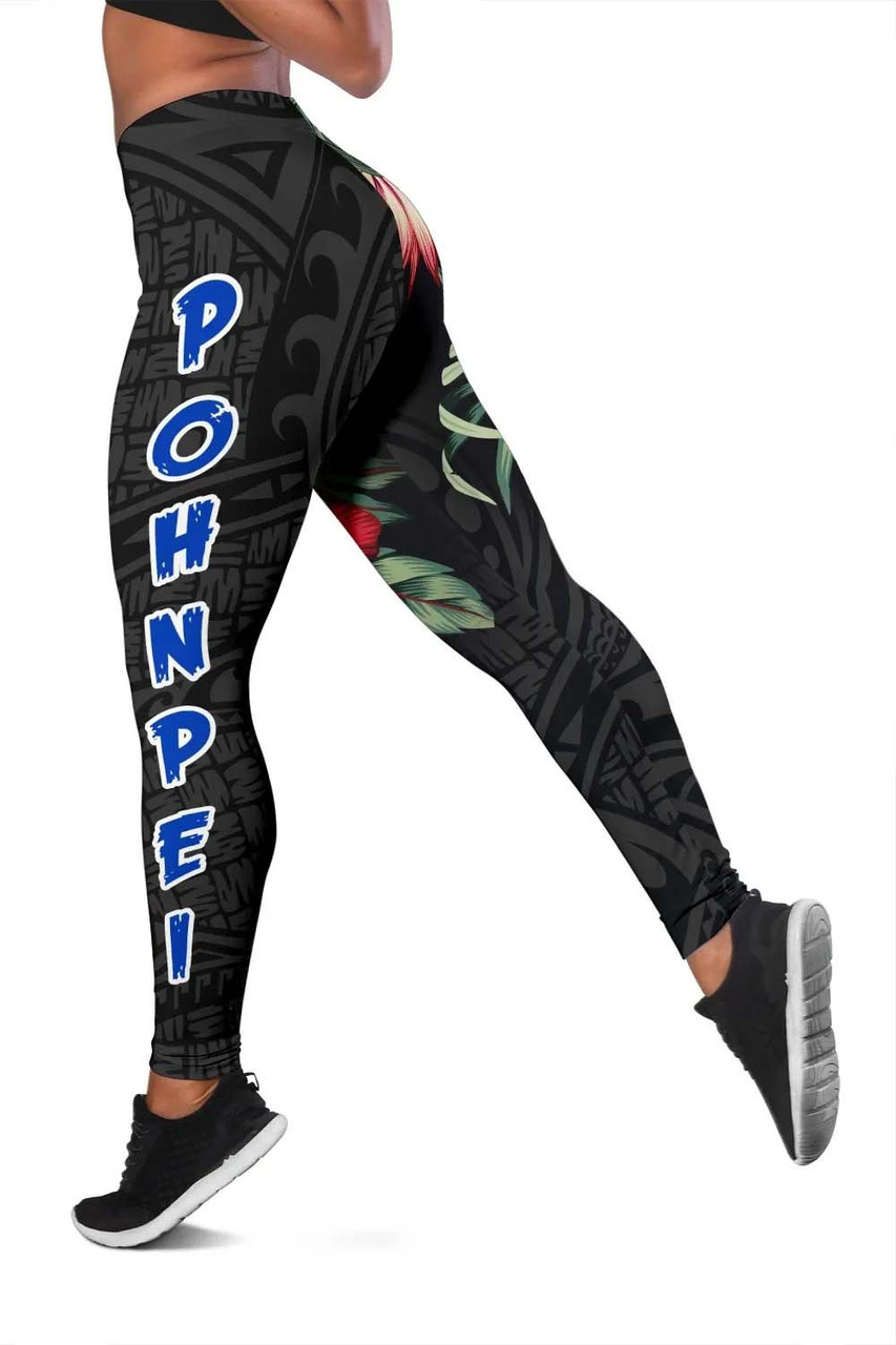 Pohnpei Polynesian Legging - Hibiscus Coat of Arms 3