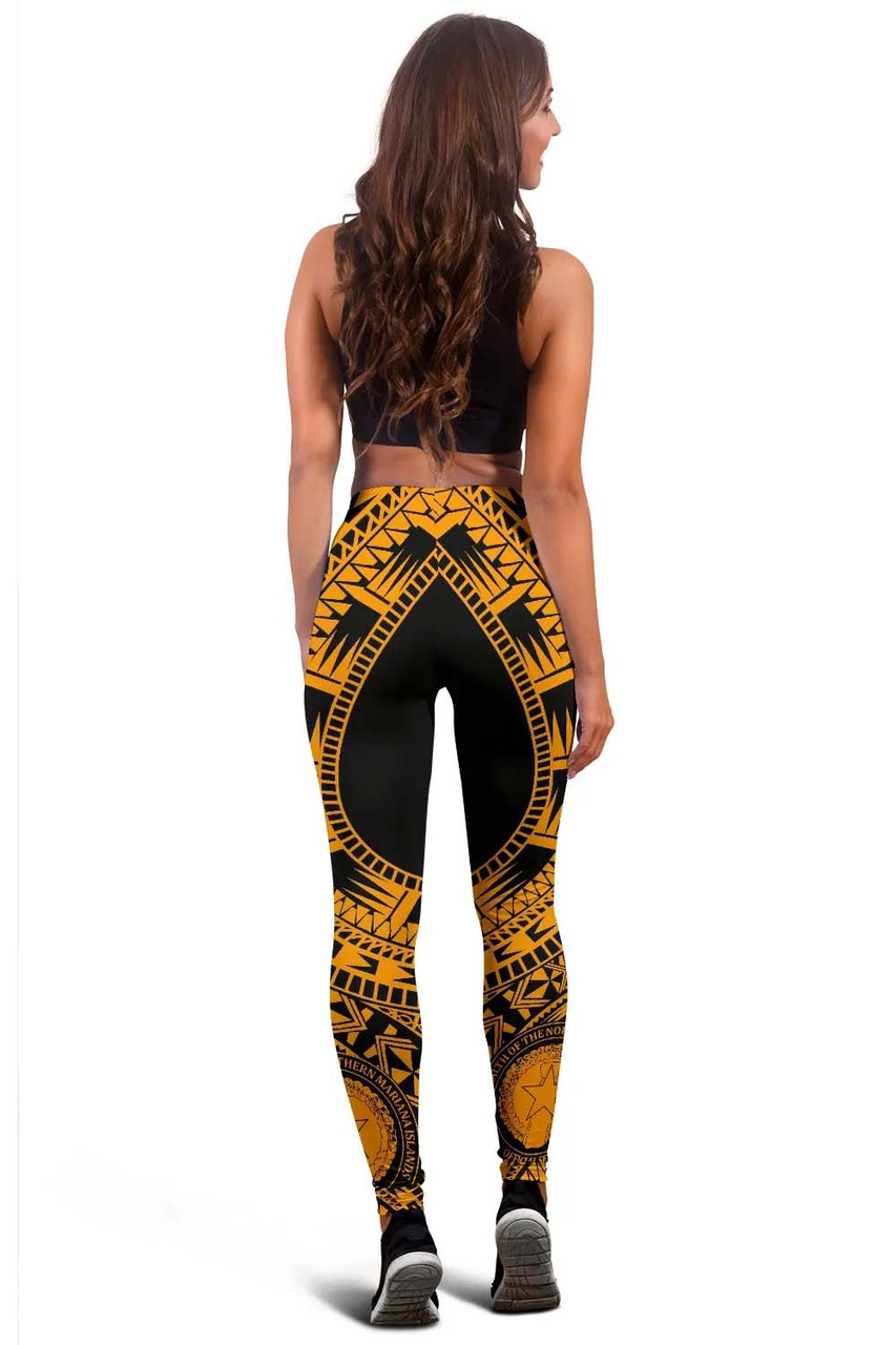 Northern Mariana Islands Legging Polynesian Pattern Gold 4