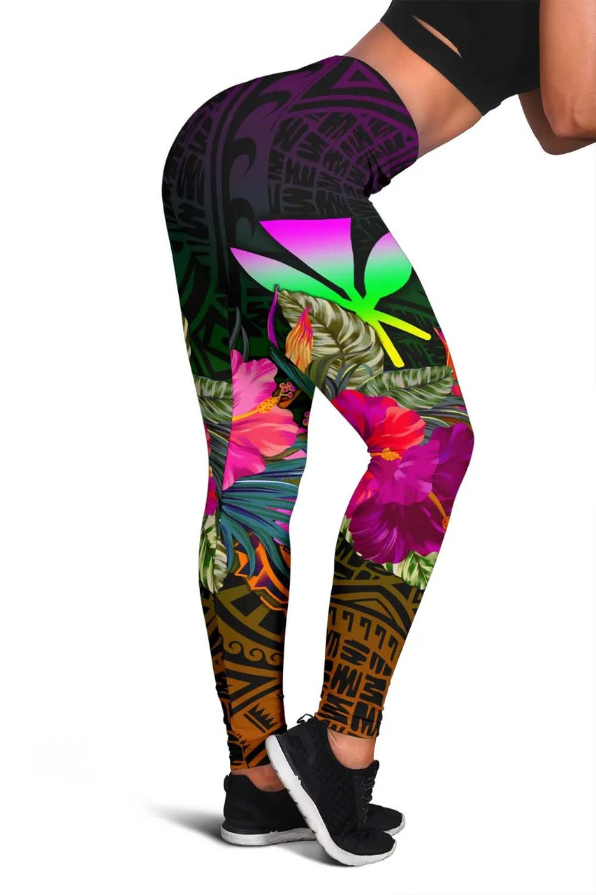 Polynesian Hawaii Personalised  Kanaka Maoli Legging - Summer Hibiscus 3