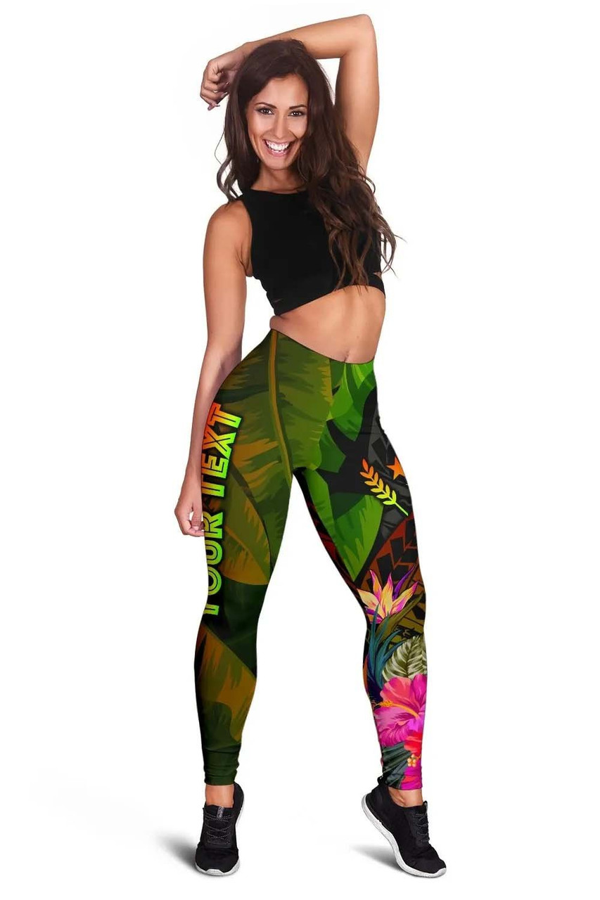 Kosrae Polynesian Personalised Legging -  Hibiscus and Banana Leaves 2