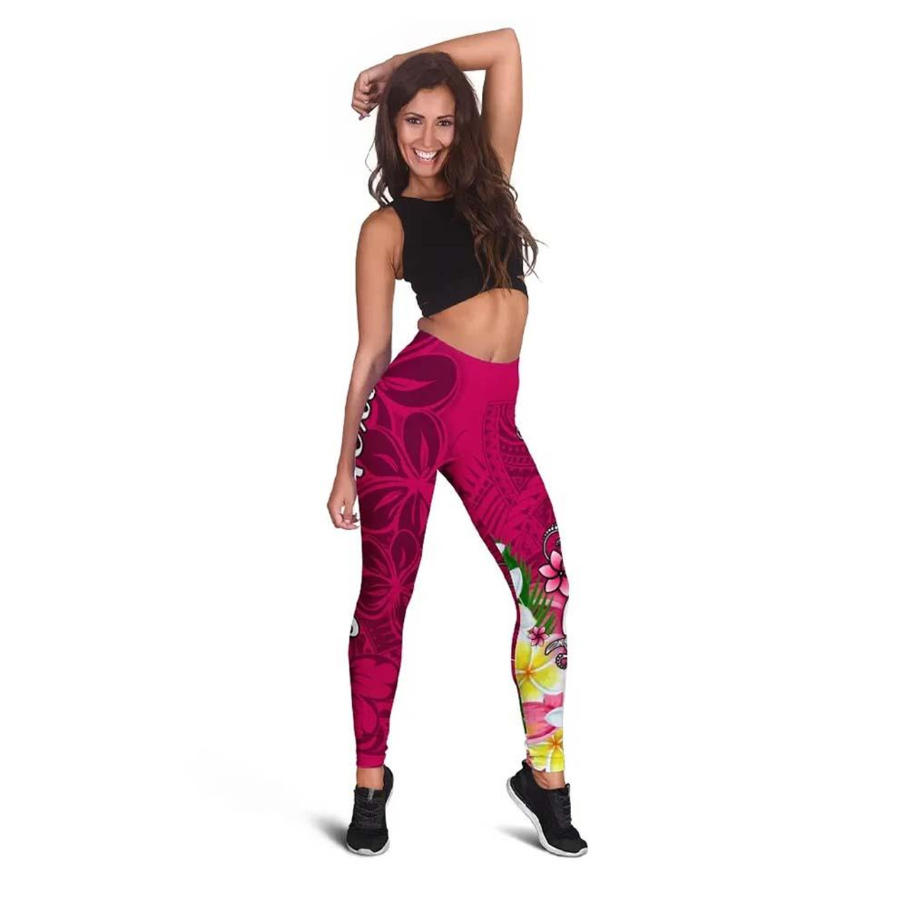 Tahiti Custom Personalised Legging - Turtle Plumeria (Pink) 2