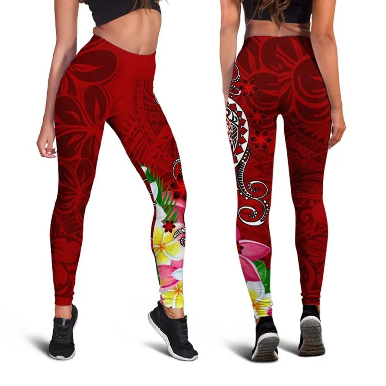 Samoa Legging - Turtle Plumeria (Red) 2