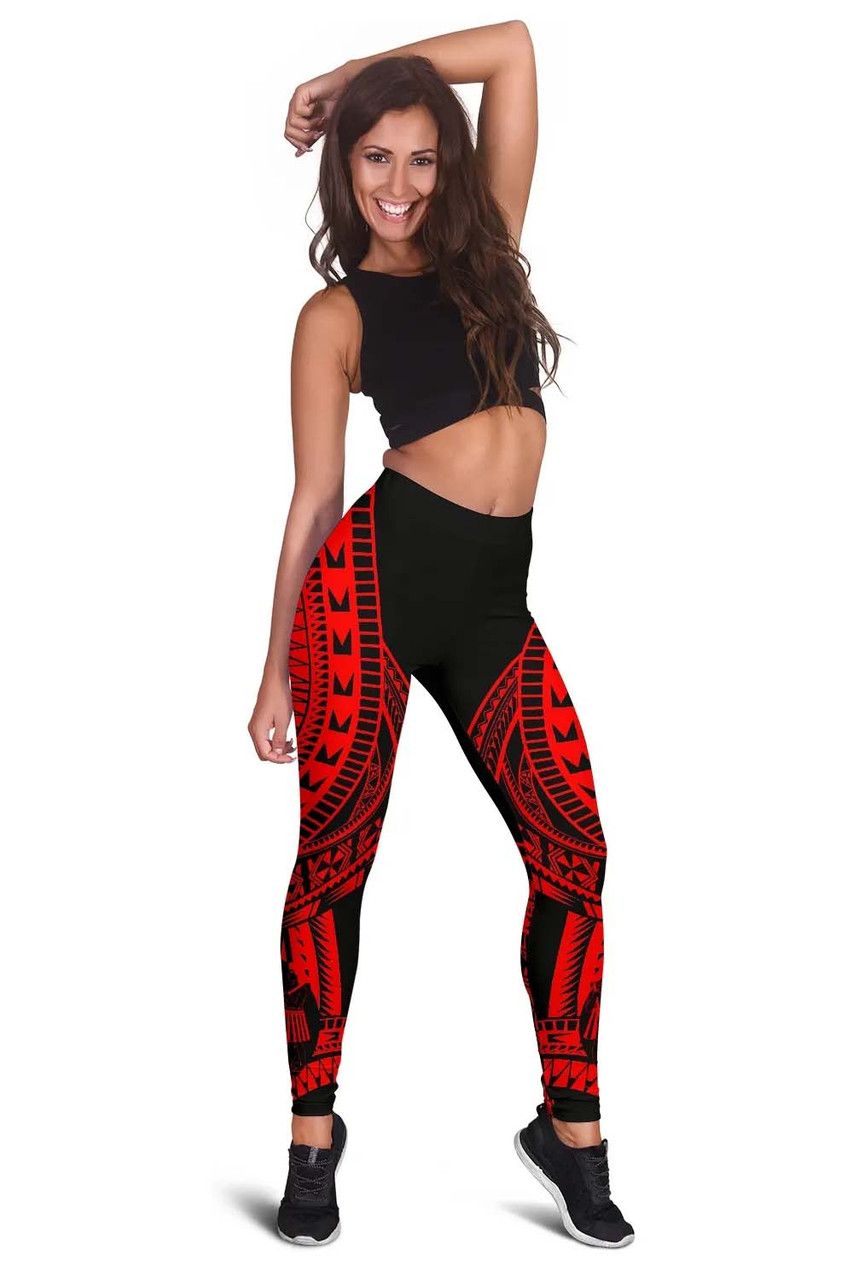 Fiji Legging Polynesian Pattern Red 2