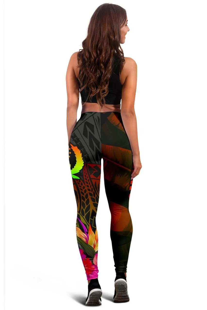 Pohnpei Polynesian Legging -  Hibiscus and Banana Leaves 4