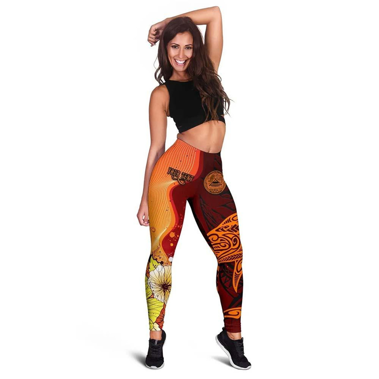 American Samoa Custom Personalised Legging - Tribal Tuna Fish 2