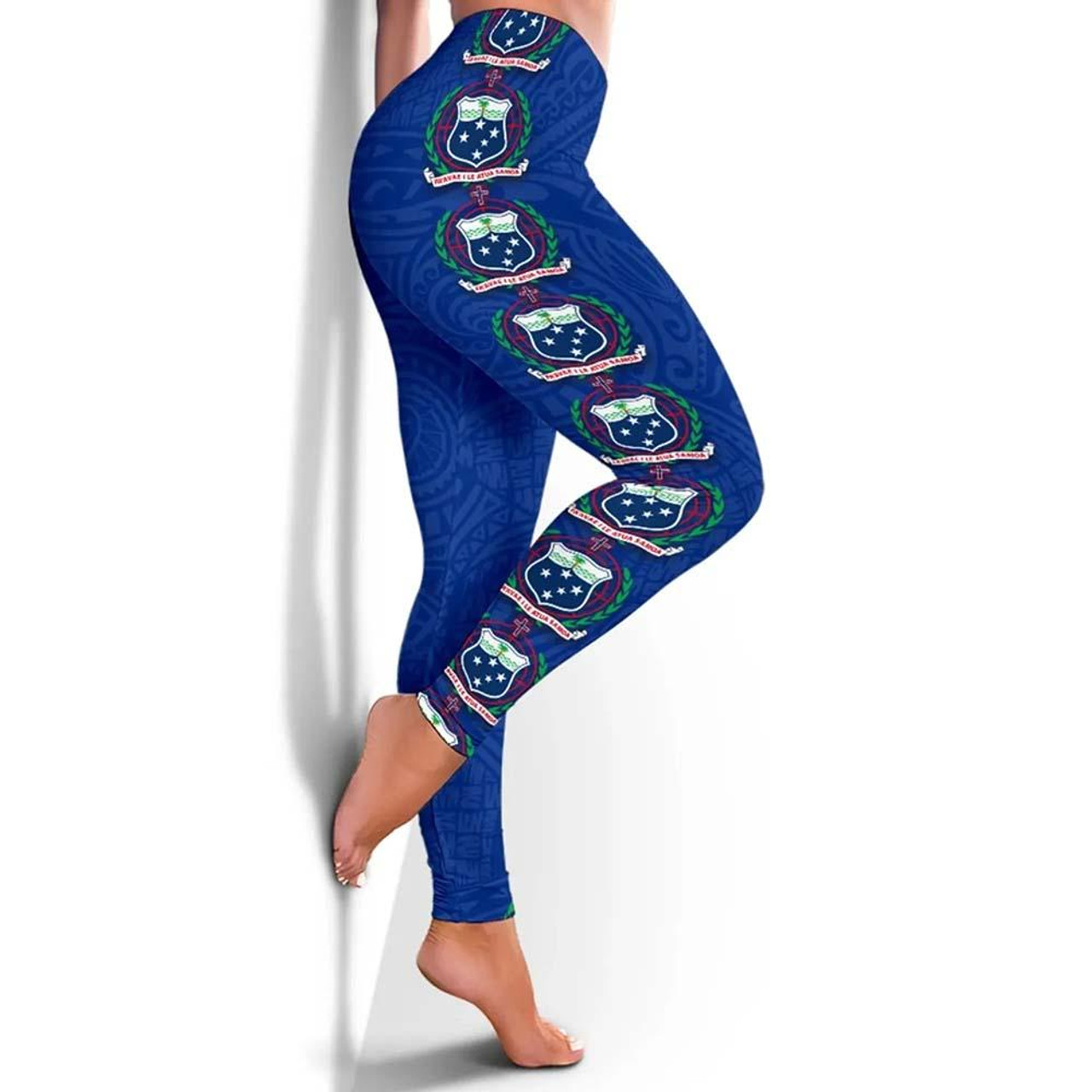 Samoa Polynesian Legging - Coat Of Arm Linked Style 1