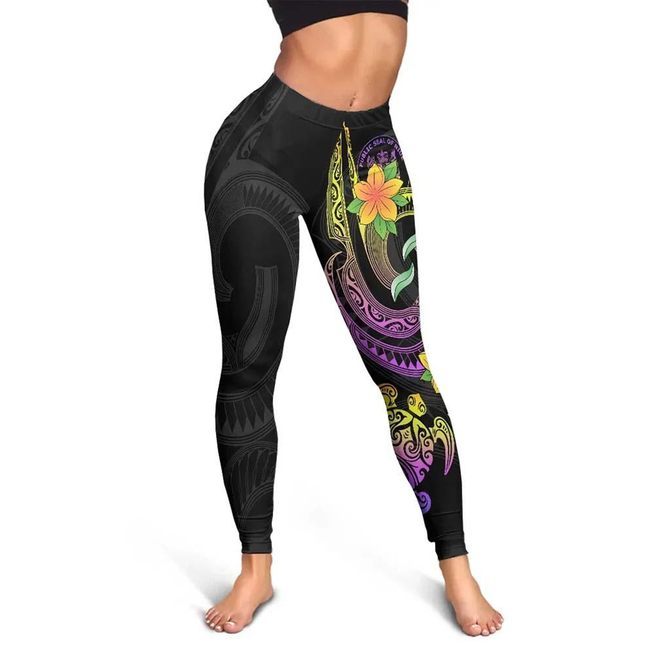 Niue Legging - Plumeria Flowers with Spiral Patterns 4