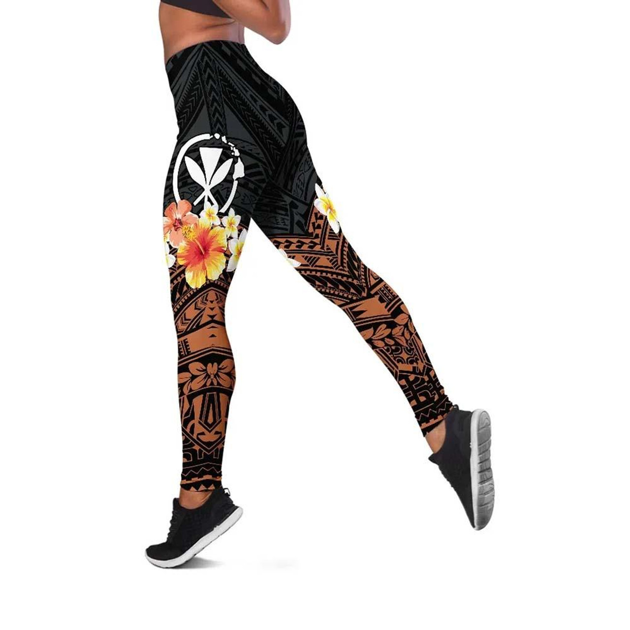 Hawaii Legging - Tribal Pattern Hibiscus Hawaii Map 1