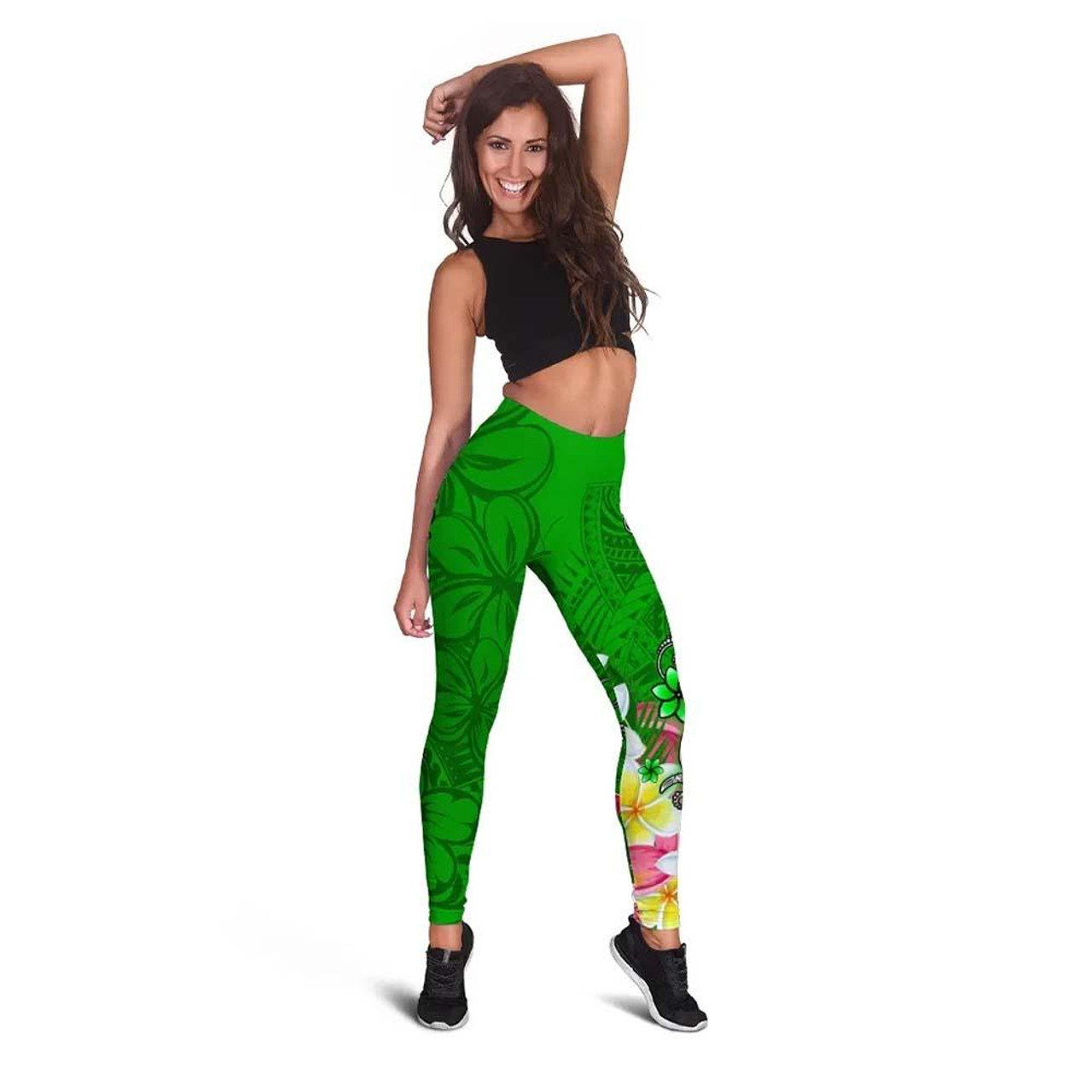 Fiji Custom Personalised Legging - Turtle Plumeria (Green) 3