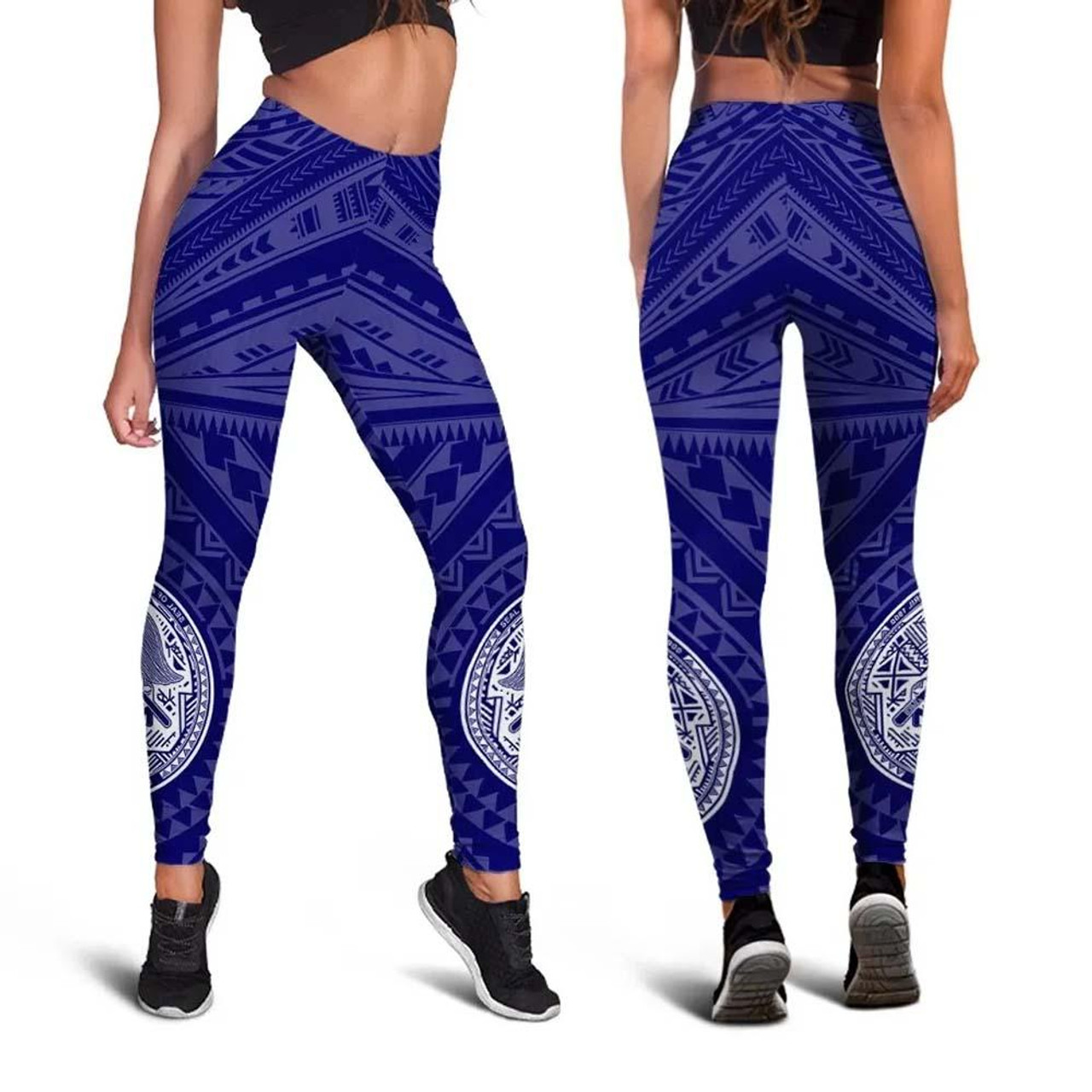 American Samoa Legging - Seal In Polynesian Tattoo Style ( Blue) -BN25 4