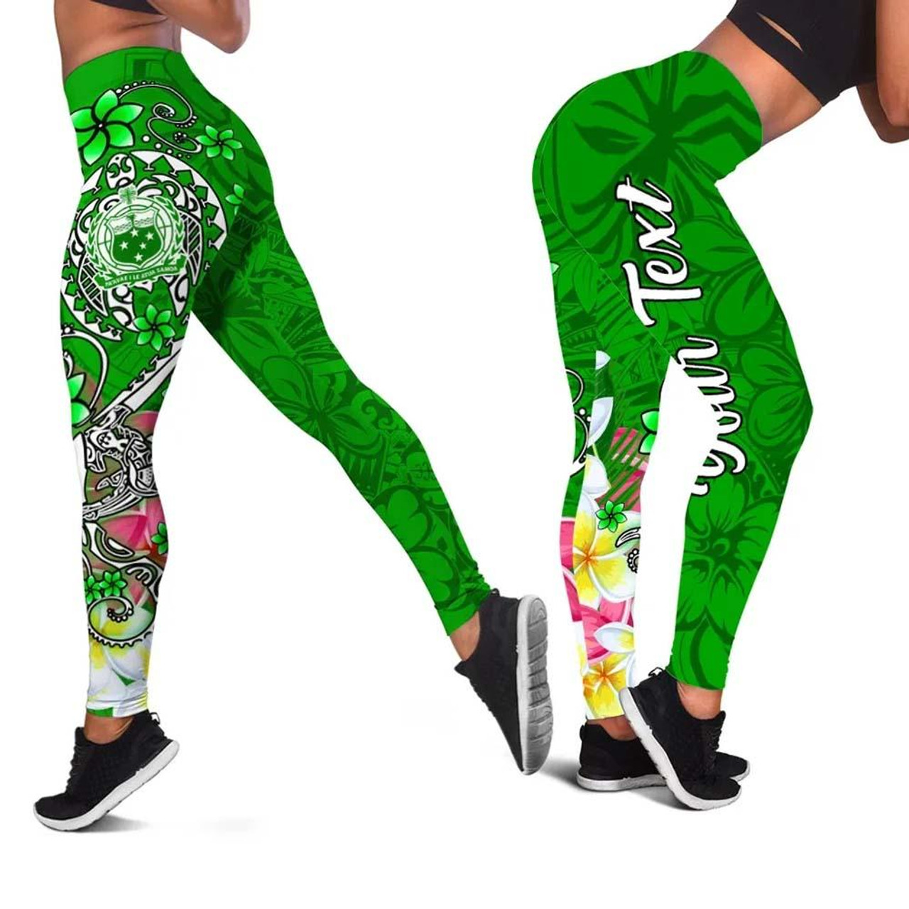 Samoa Custom Personalised Legging - Turtle Plumeria (Green) 1