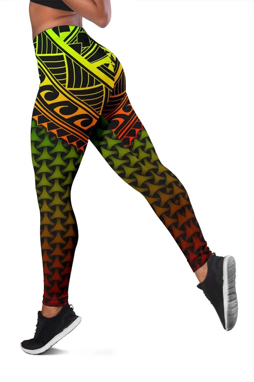 Polynesian Federated States of Micronesia Personalised Legging- Reggae Vintage Polynesian Patterns 4