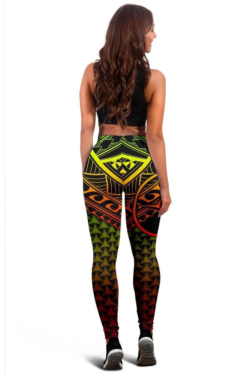 Polynesian Yap Legging - Reggae Vintage Polynesian Patterns 4