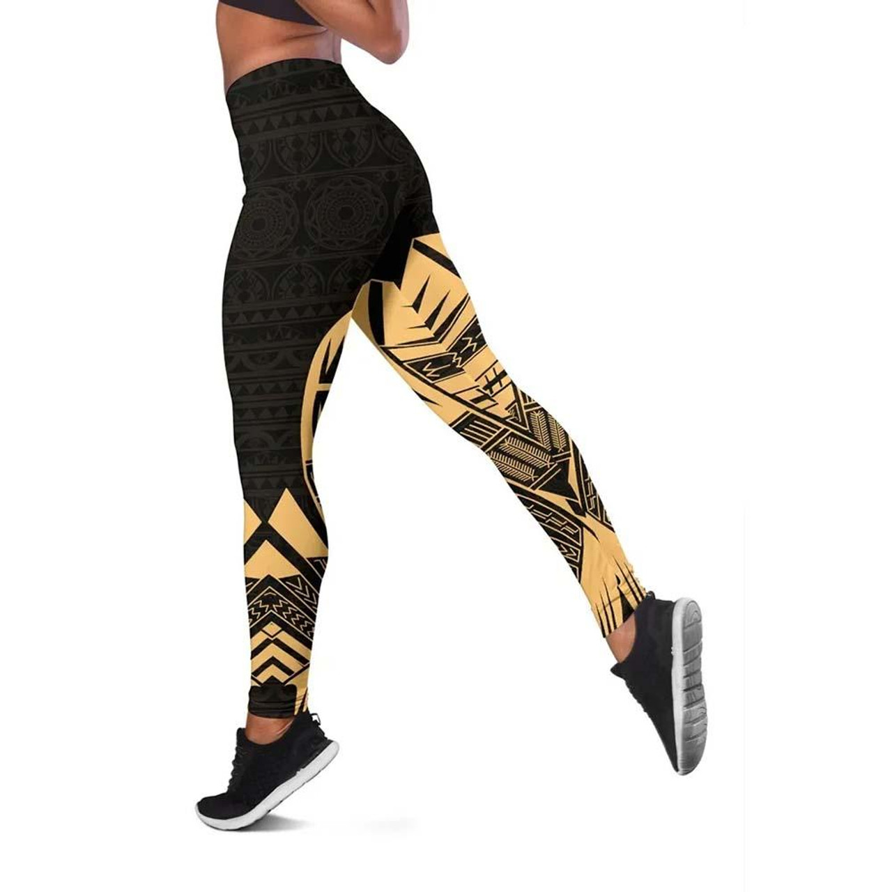 Samoa Polynesian Legging - Polynesian Tattoo Gold Version 3