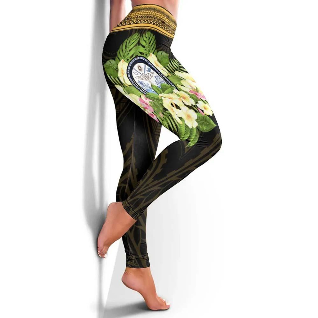 Marshall Islands Flag Colors Vertical Striped Leggings