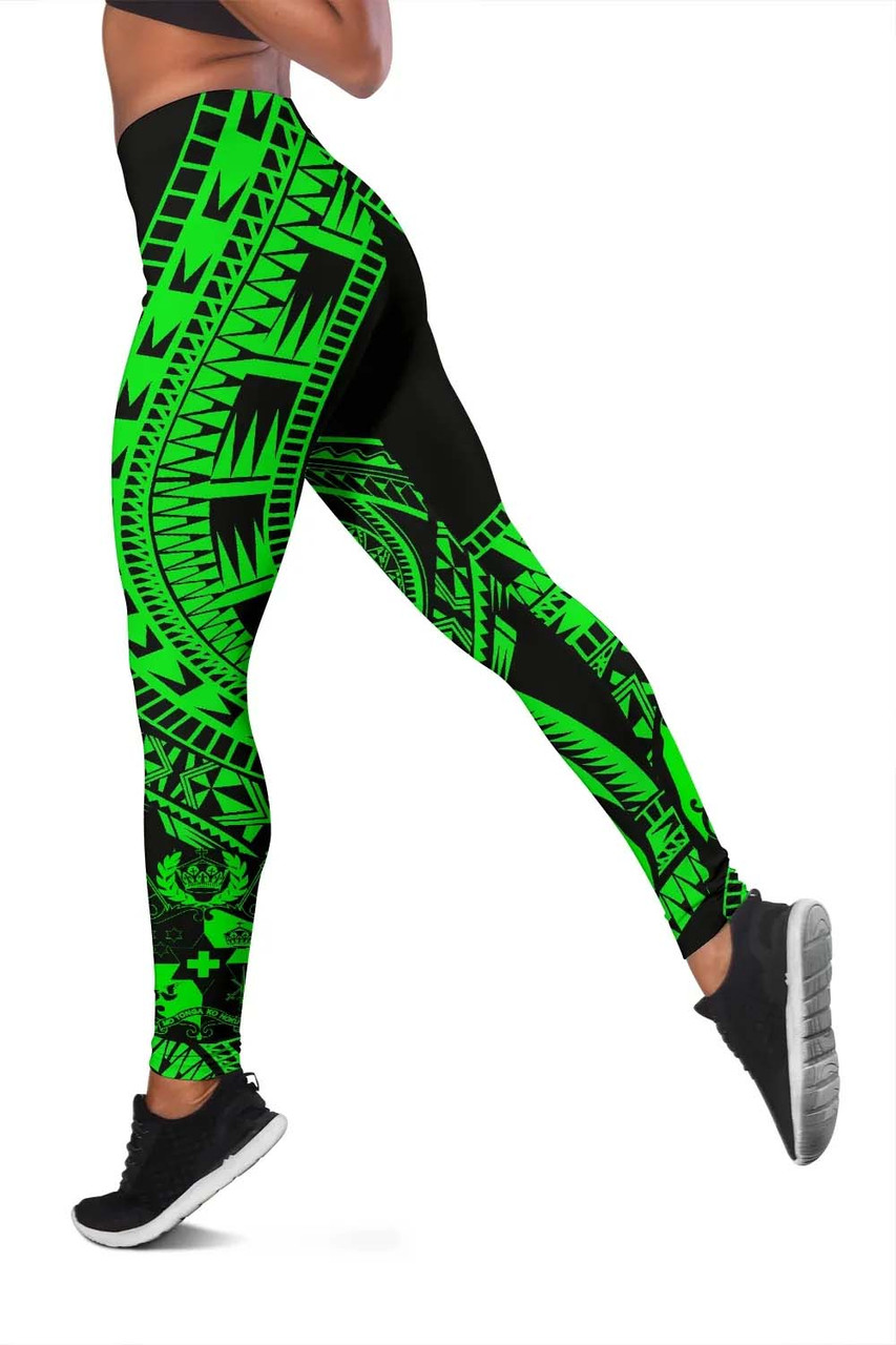 Tonga Legging Polynesian Pattern Green 3