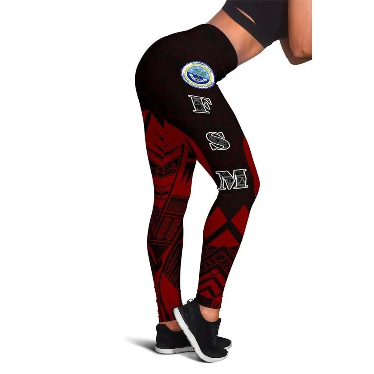 Federated States of Micronesia Polynesian Legging - Polynesian Tattoo Red Version 1