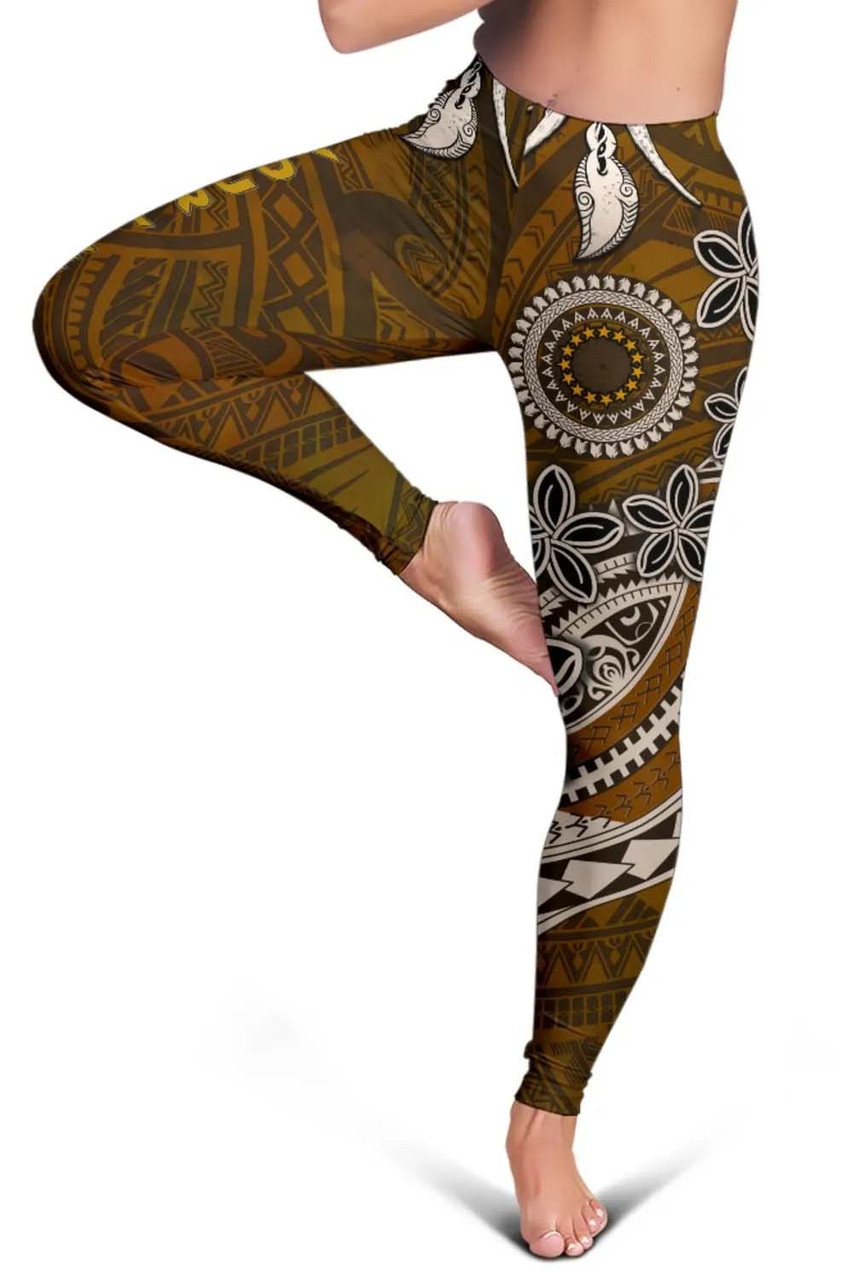 Cook Islands Custom Personalised Legging - Polynesian Boar Tusk 3