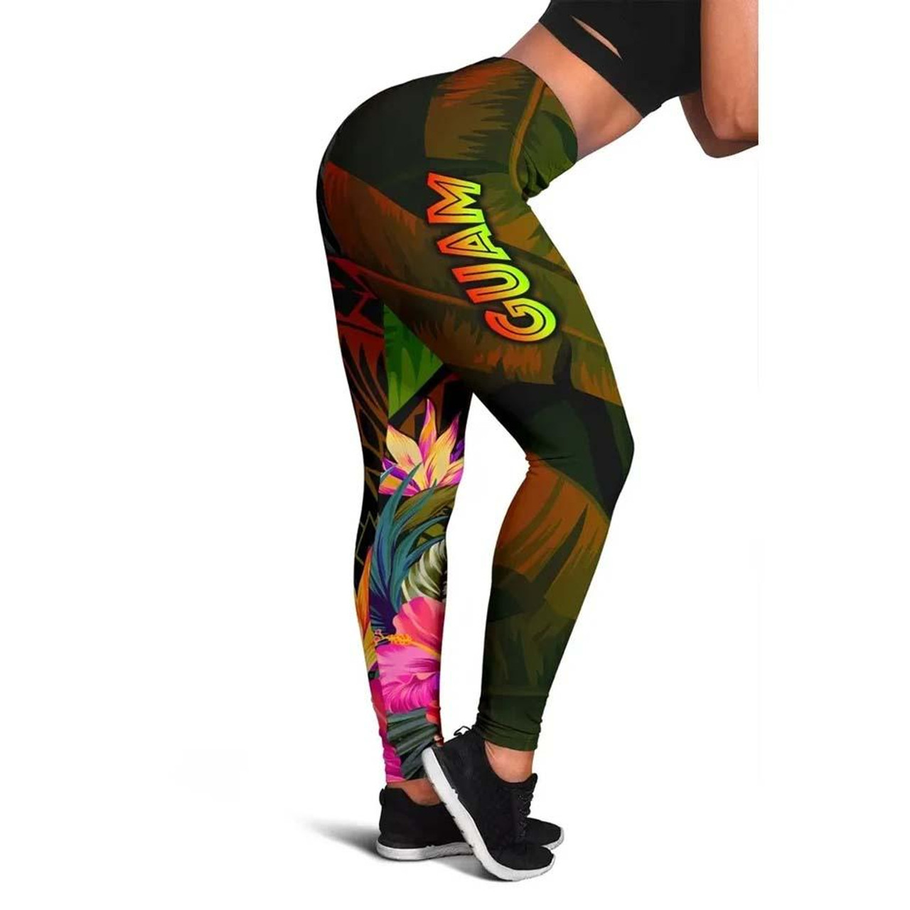 Guam Polynesian Legging -  Hibiscus and Banana Leaves 1