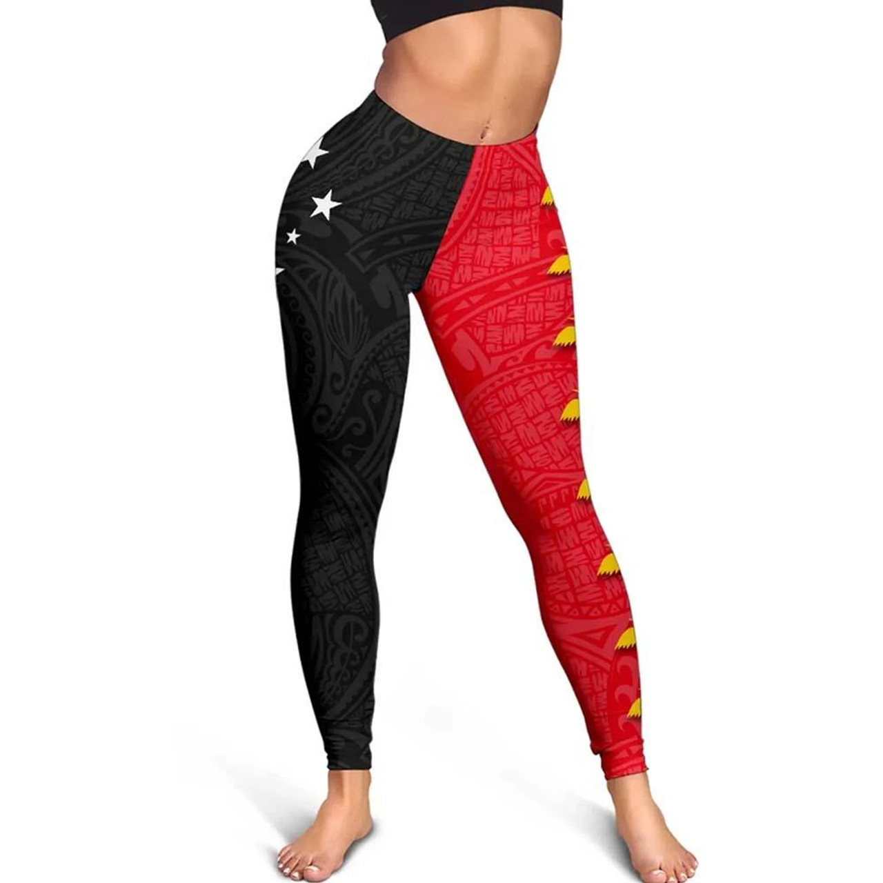 Papua New Guinea Polynesian Legging - Coat Of Arm Linked Style 3