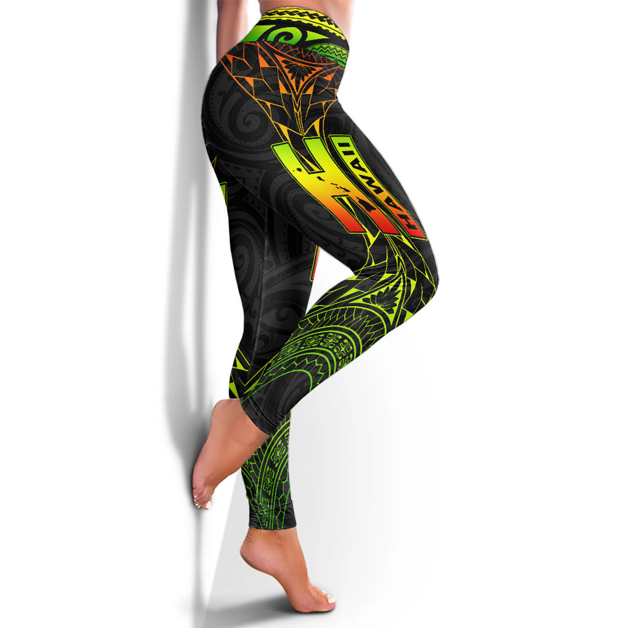 Hawaii Legging - Hi Hawaii Polynesian Pattern Reggae