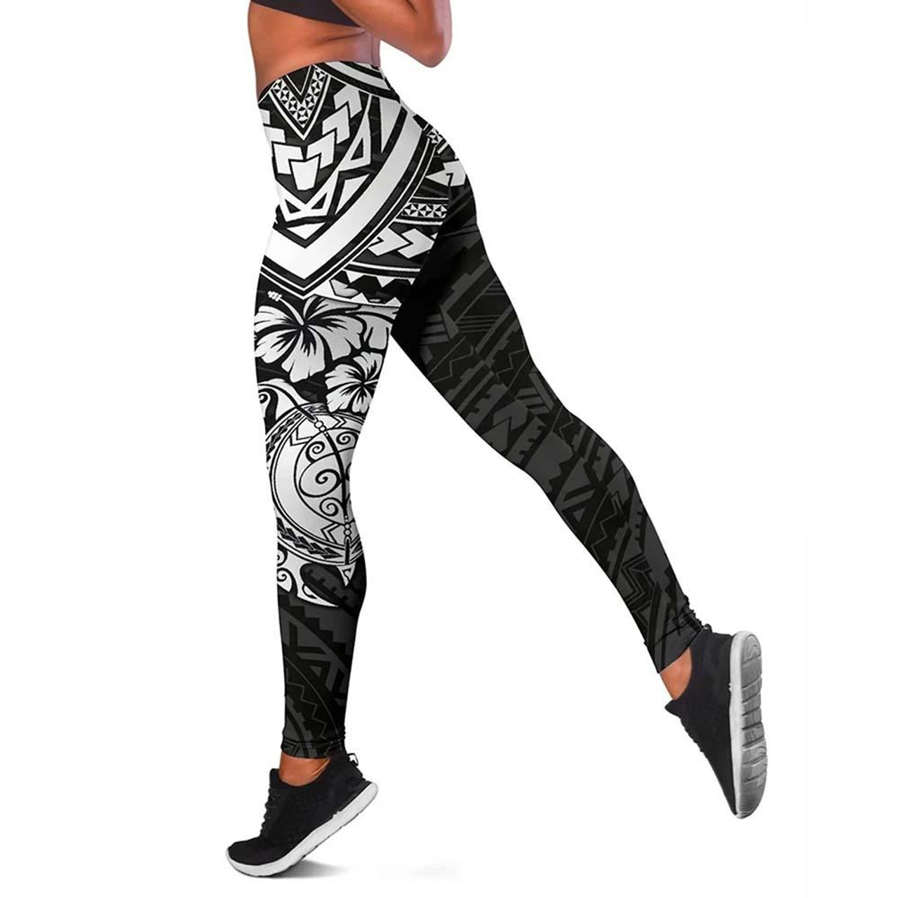 Marshall Islands Polynesian Legging (Women) - White Turtle 1