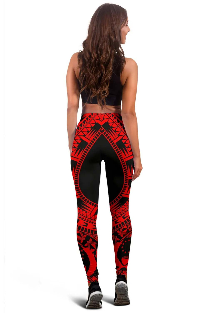 Pohnpei Legging Polynesian Pattern Red 4