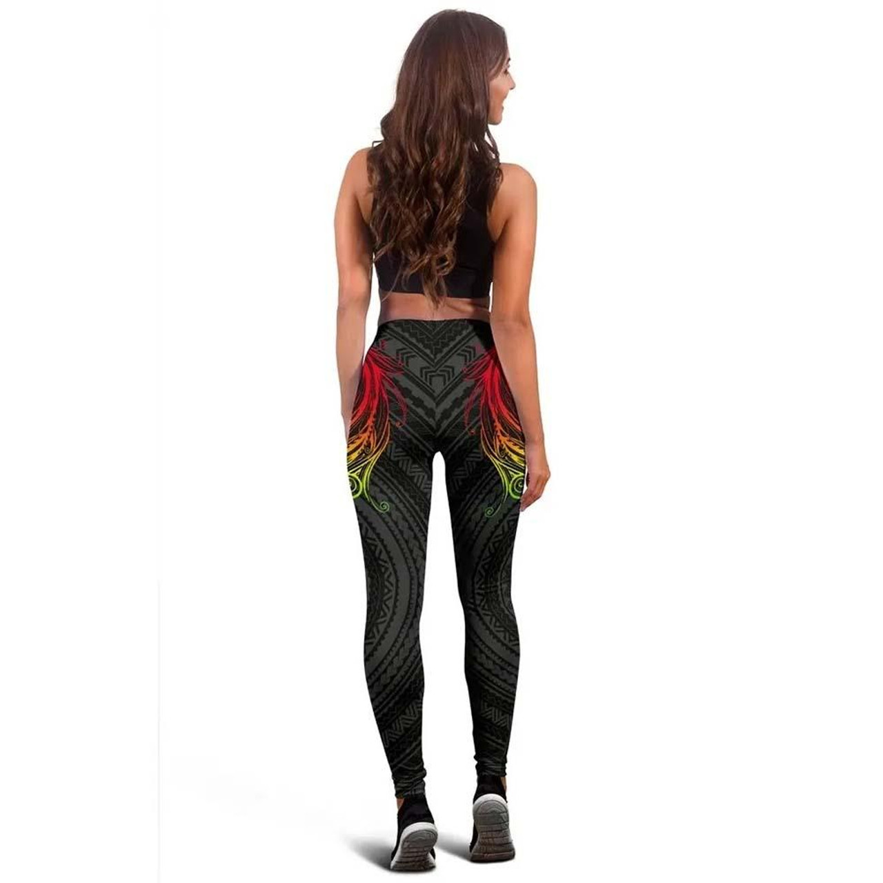 Polynesian Hawaii Legging - Kanaka Maoli Girl Hair Plumeria 3