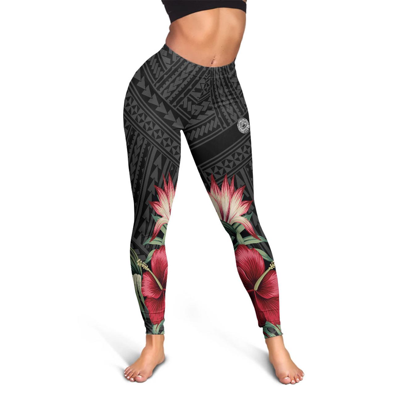 American Samoa Polynesian Legging - Tropical Vintage Hibiscus