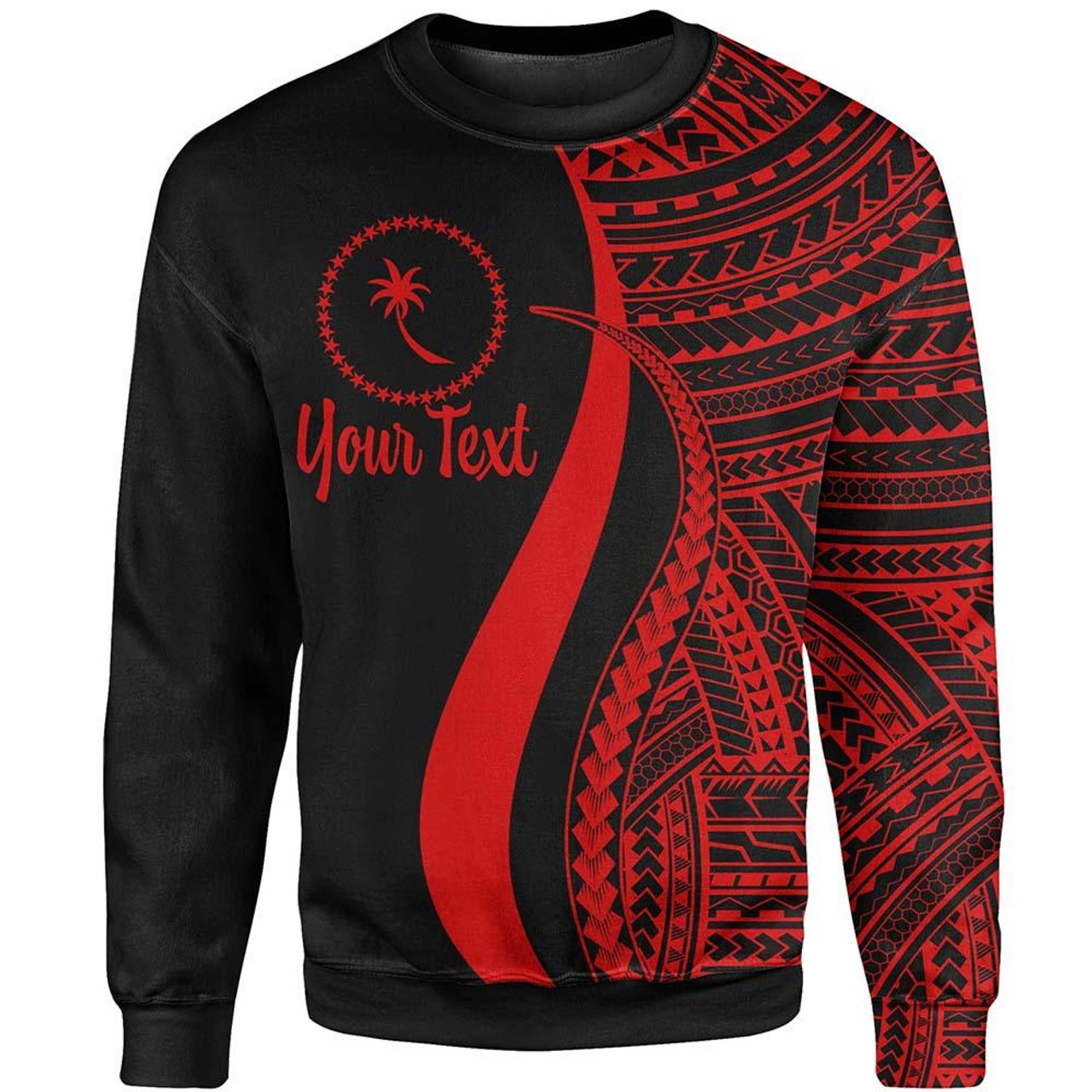 Chuuk Custom Personalised Sweatshirt - Red Polynesian Tentacle Tribal Pattern 1
