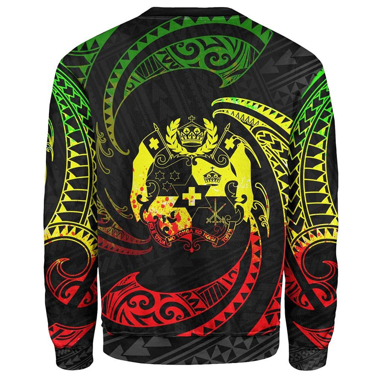 Tonga Polynesian Custom Personalised Sweatshirt - Reggae Tribal Wave 2