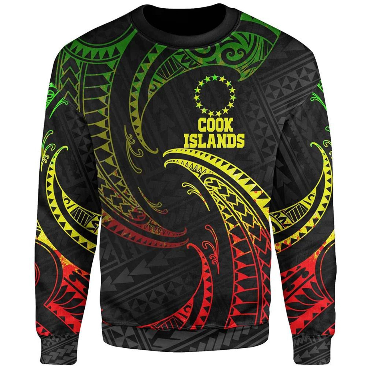 Cook Islands Polynesian Sweatshirt - Reggae Tribal Wave 1