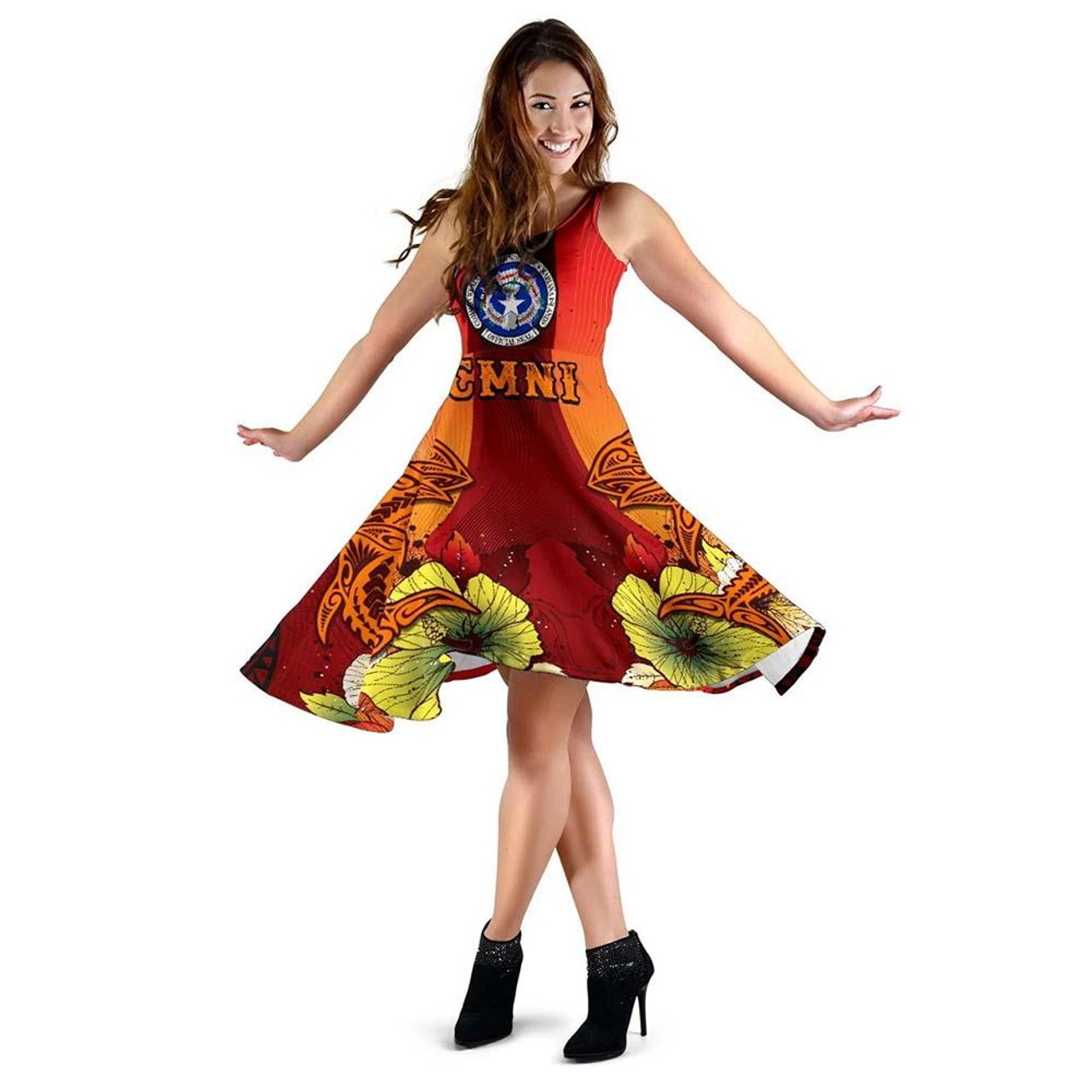 Northern Mariana Islands Midi Dress - Tribal Tuna Fish 5