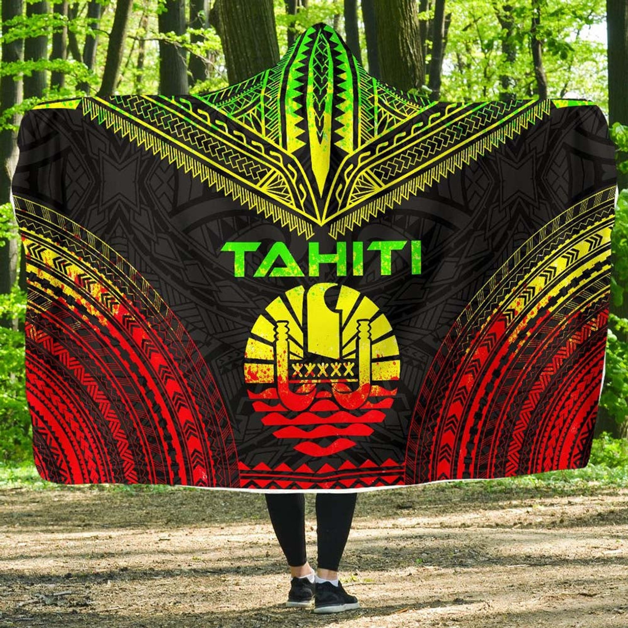 Tahiti Polynesian Chief Hooded Blanket - Reggae Version 1