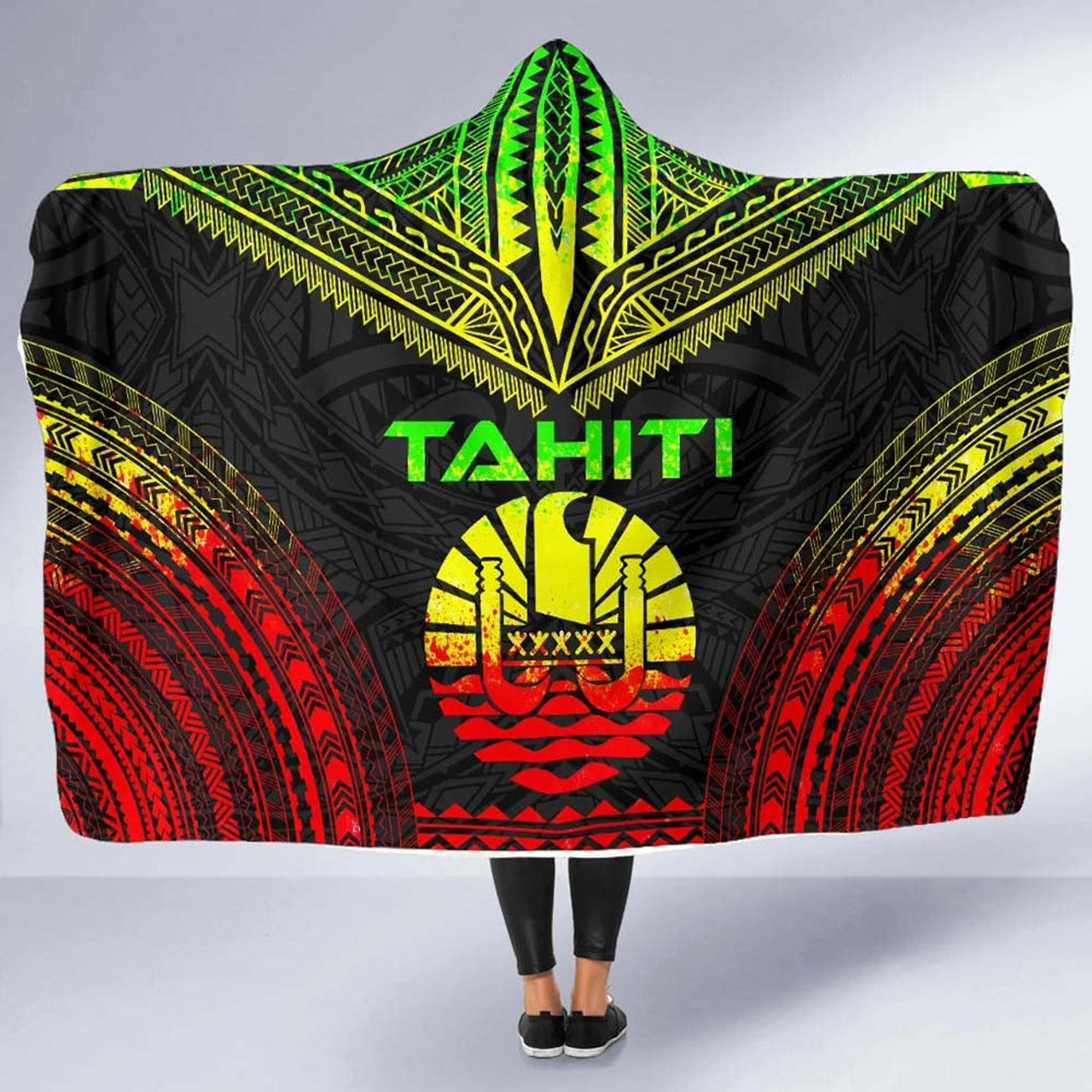 Tahiti Polynesian Chief Hooded Blanket - Reggae Version 5