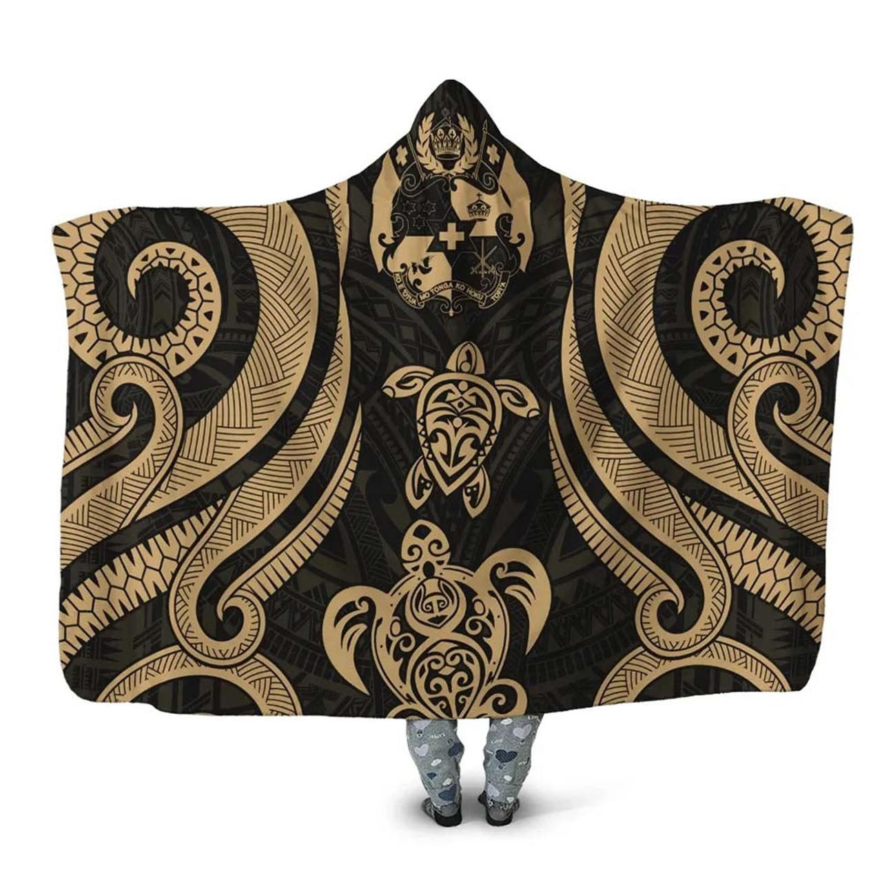 Tonga Hooded Blanket - Gold Tentacle Turtle 1