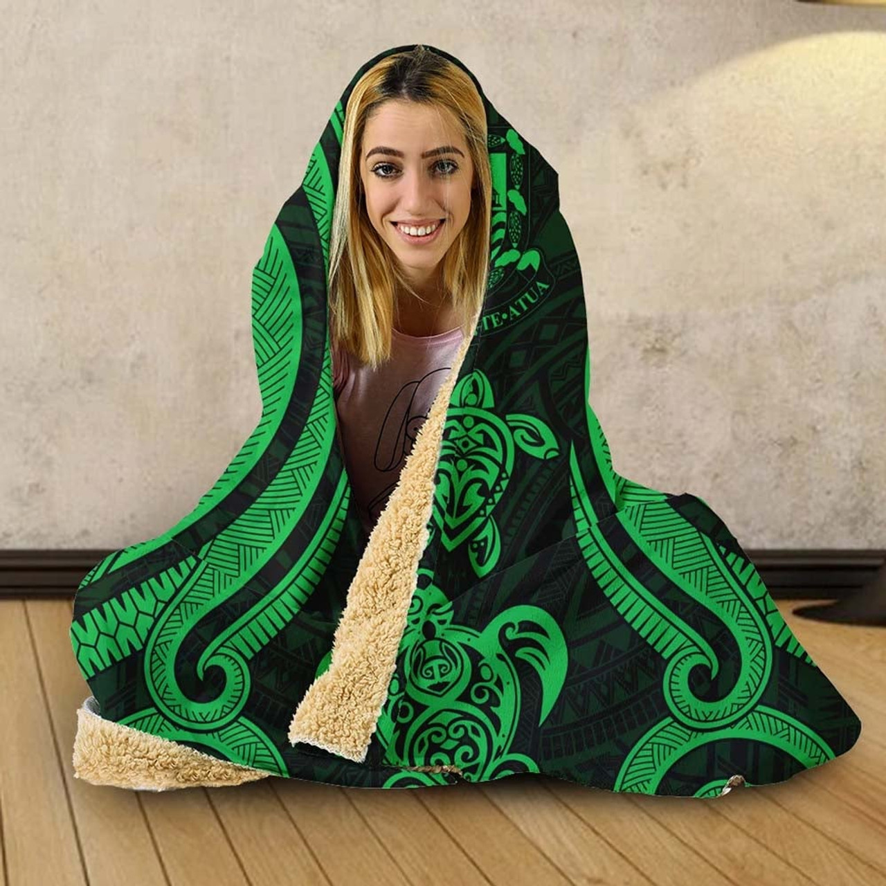 Tuvalu Hooded Blanket - Green Tentacle Turtle 4