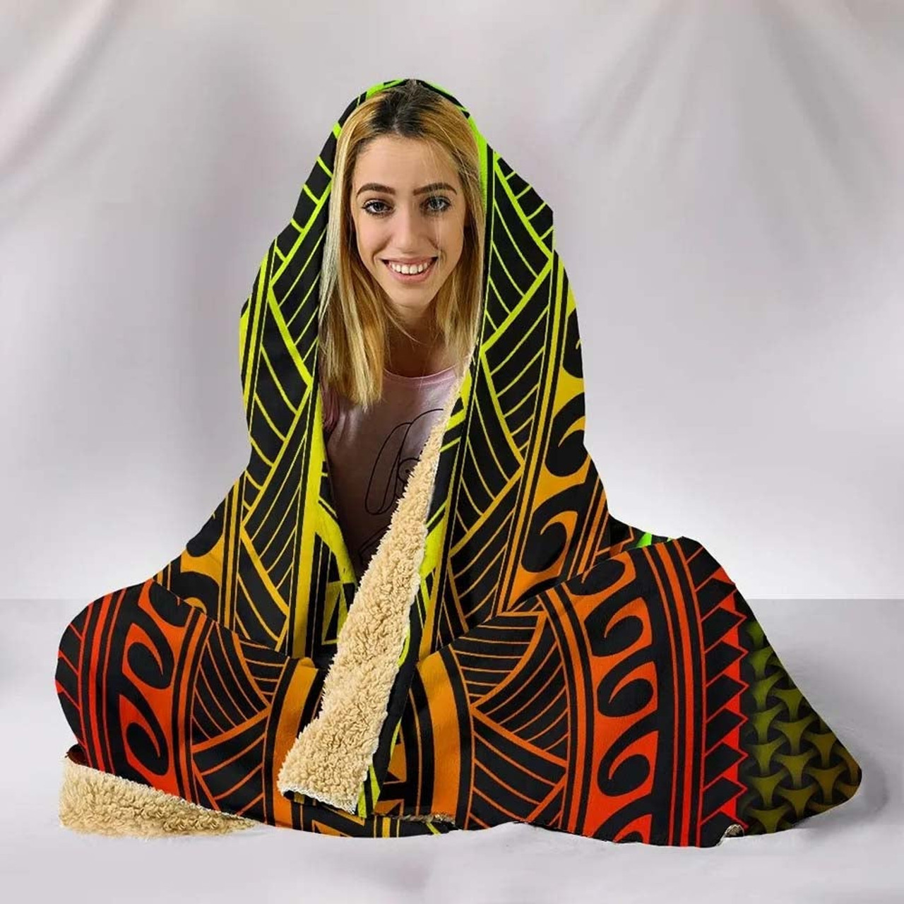 Polynesian Samoa Hooded Blanket - Reggae Vintage Polynesian Patterns 5