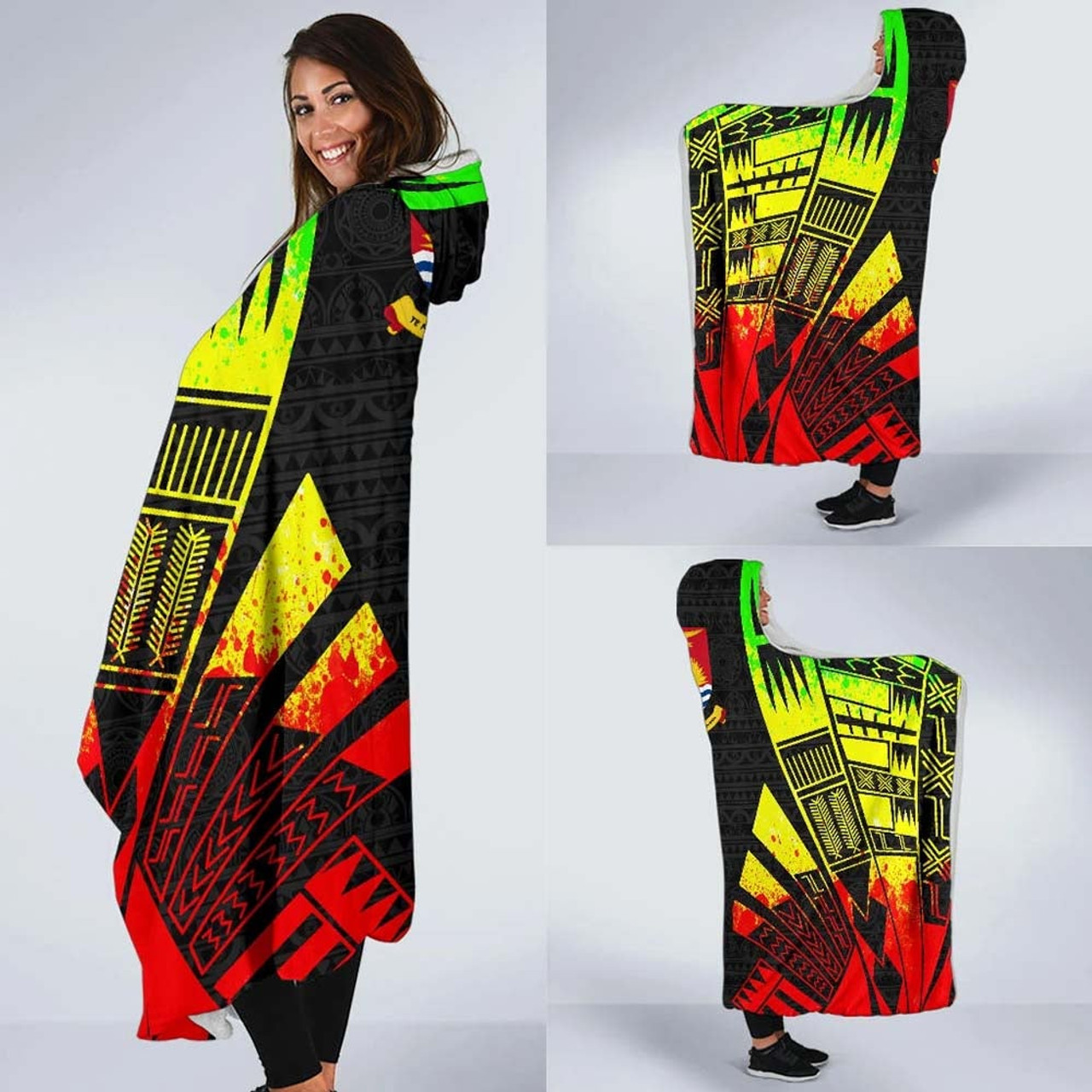 Kiribati Hooded Blanket - Polynesian Tattoo Reggae 2