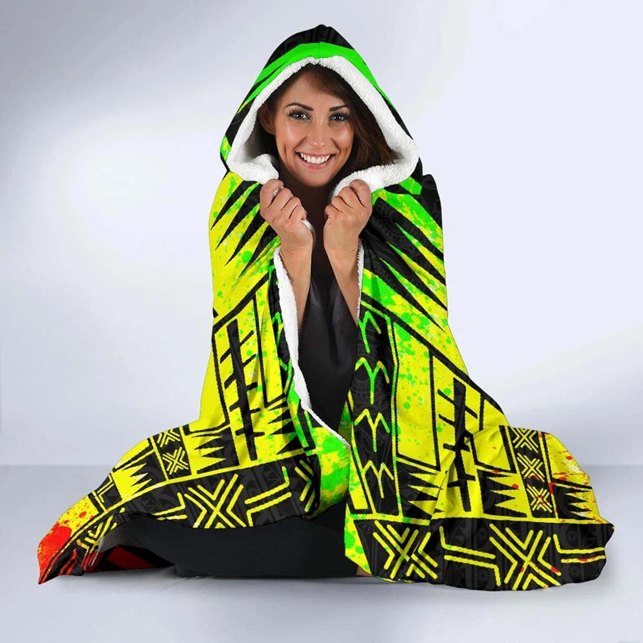 Kiribati Hooded Blanket - Polynesian Tattoo Reggae 3