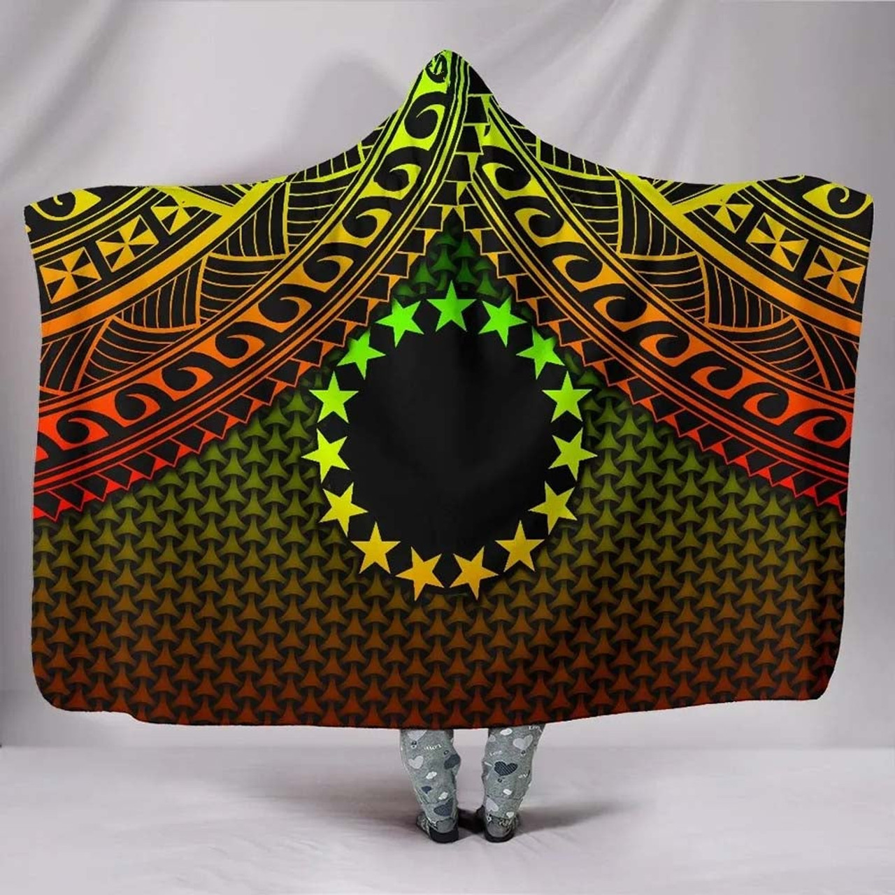 Polynesian Cook Islands Hooded Blanket - Reggae Vintage Polynesian Patterns 1