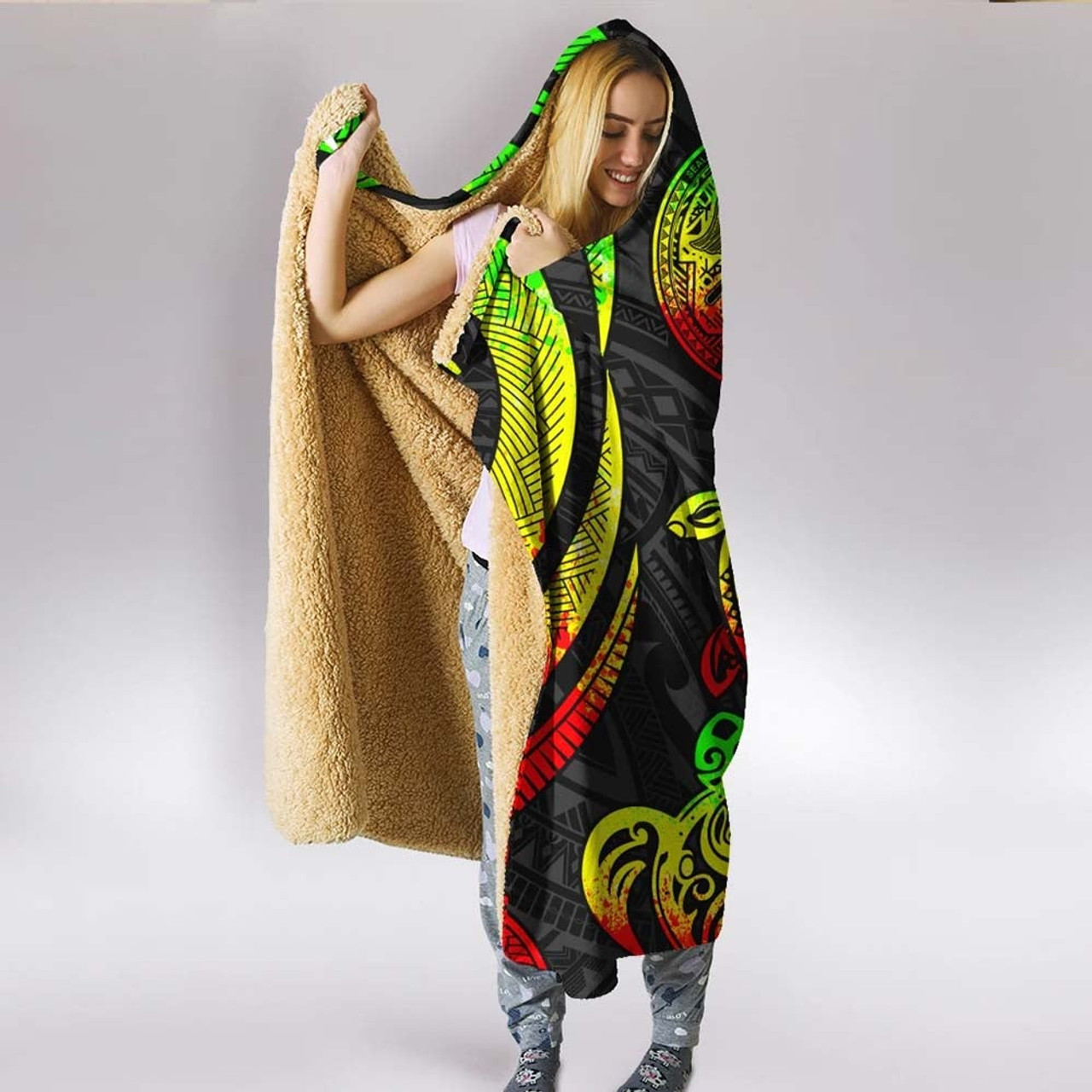 American Samoa Hooded Blanket - Reggae Tentacle Turtle 2