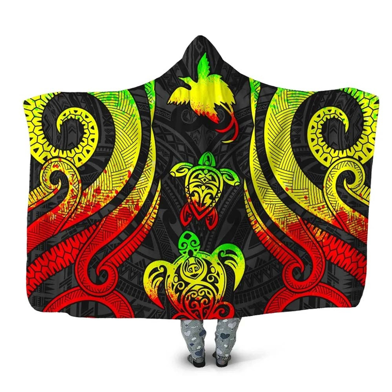Papua New Guinea Hooded Blanket - Reggae Tentacle Turtle 1